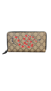 Gucci Kingsnake GG Supreme Monogram Zip Wallet