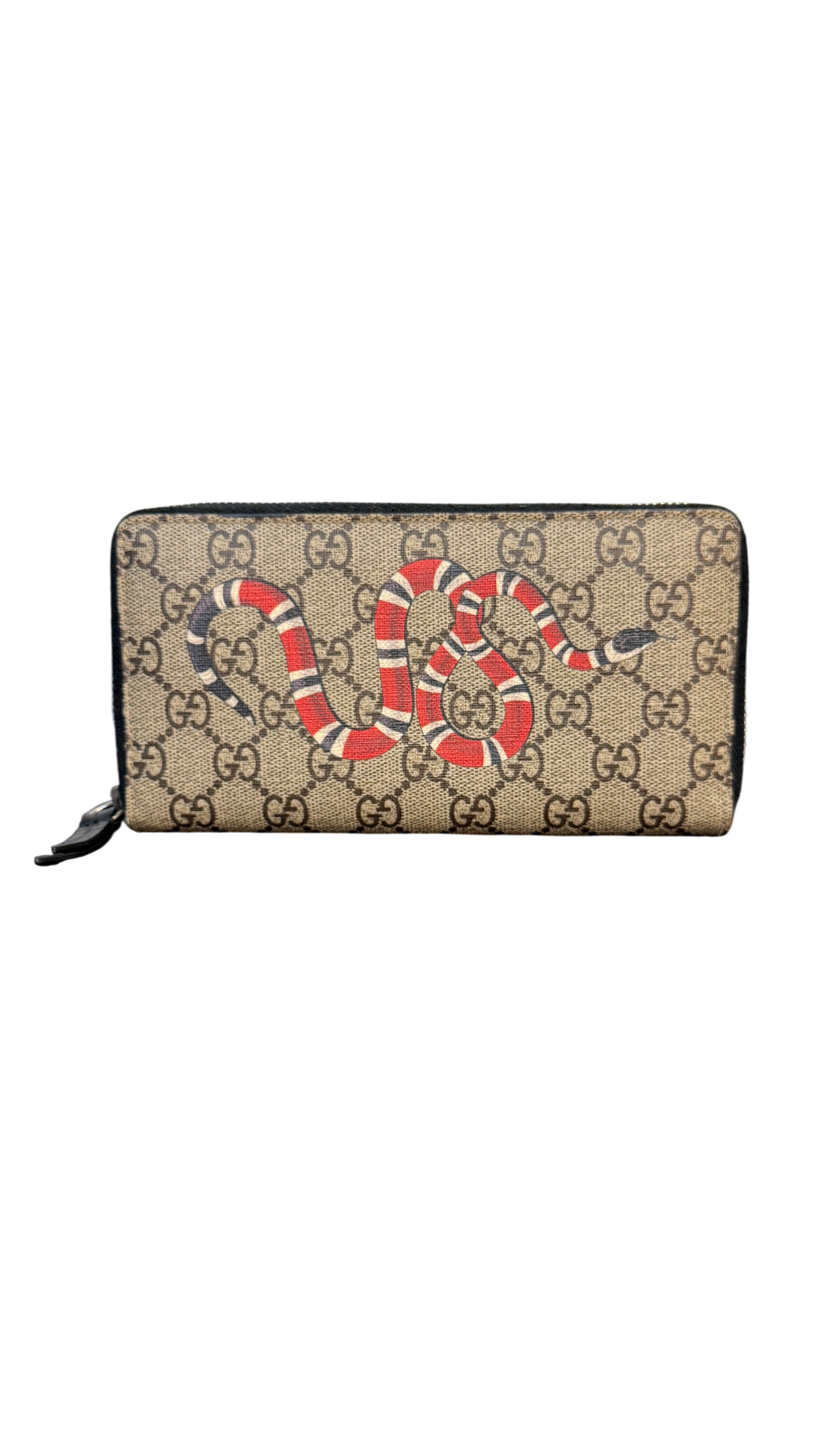 Gucci Kingsnake GG Supreme Monogram Zip Wallet