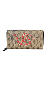 Gucci Kingsnake GG Supreme Monogram Zip Wallet
