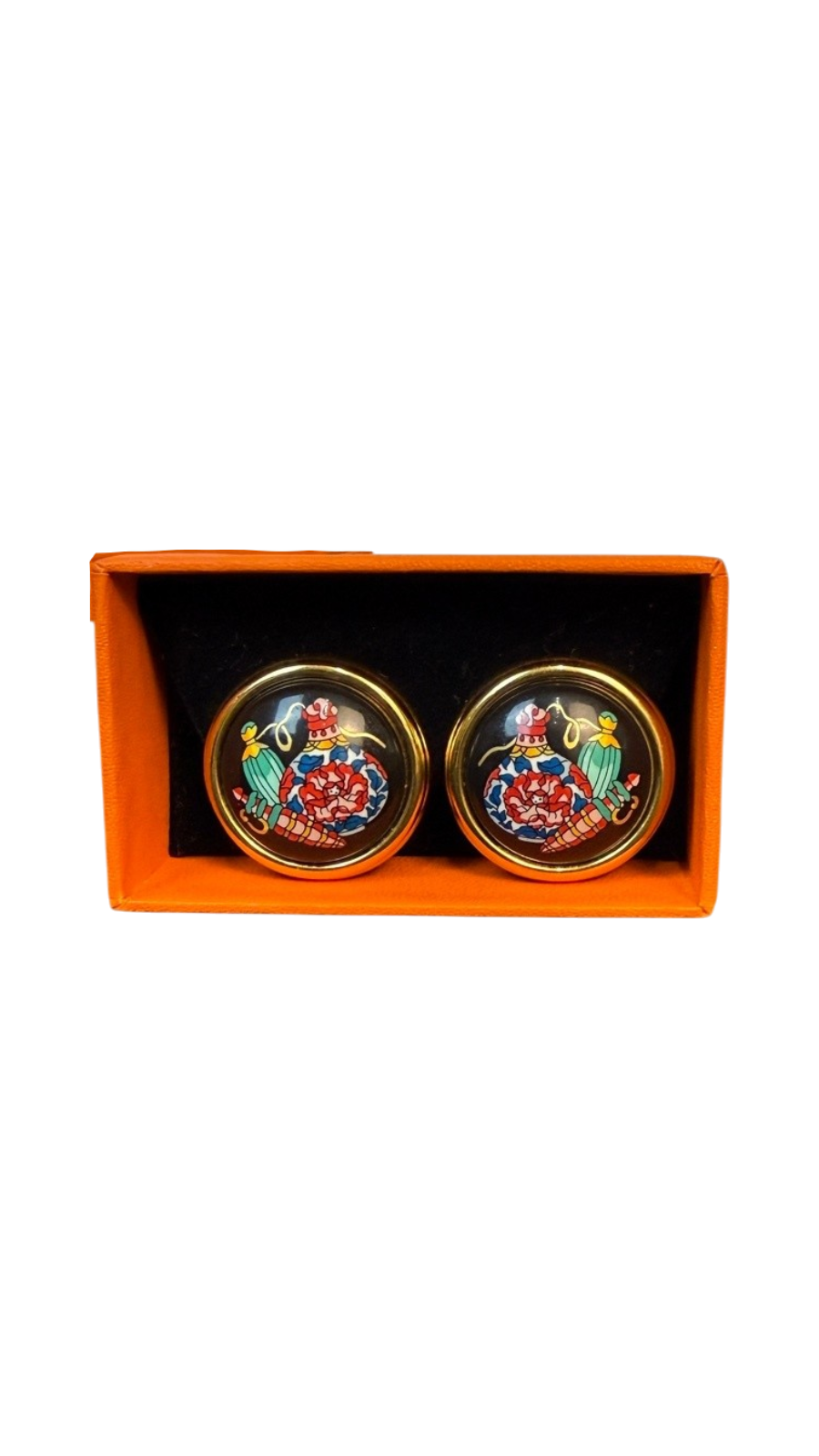Hermes Vintage Enamel Clip-On Earrings