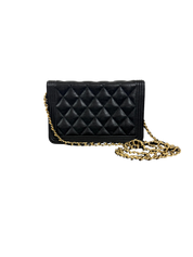Chanel Boy Black Quilted Caviar Leather Wallet on Chain (WOC) with Gold Hardware