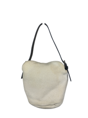 Vintage Fendi White Knitted Bag with Navy Blue Strap