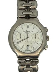 Tiffany & Co. Swiss Made Chronograph Watch Metal Silver Dial
