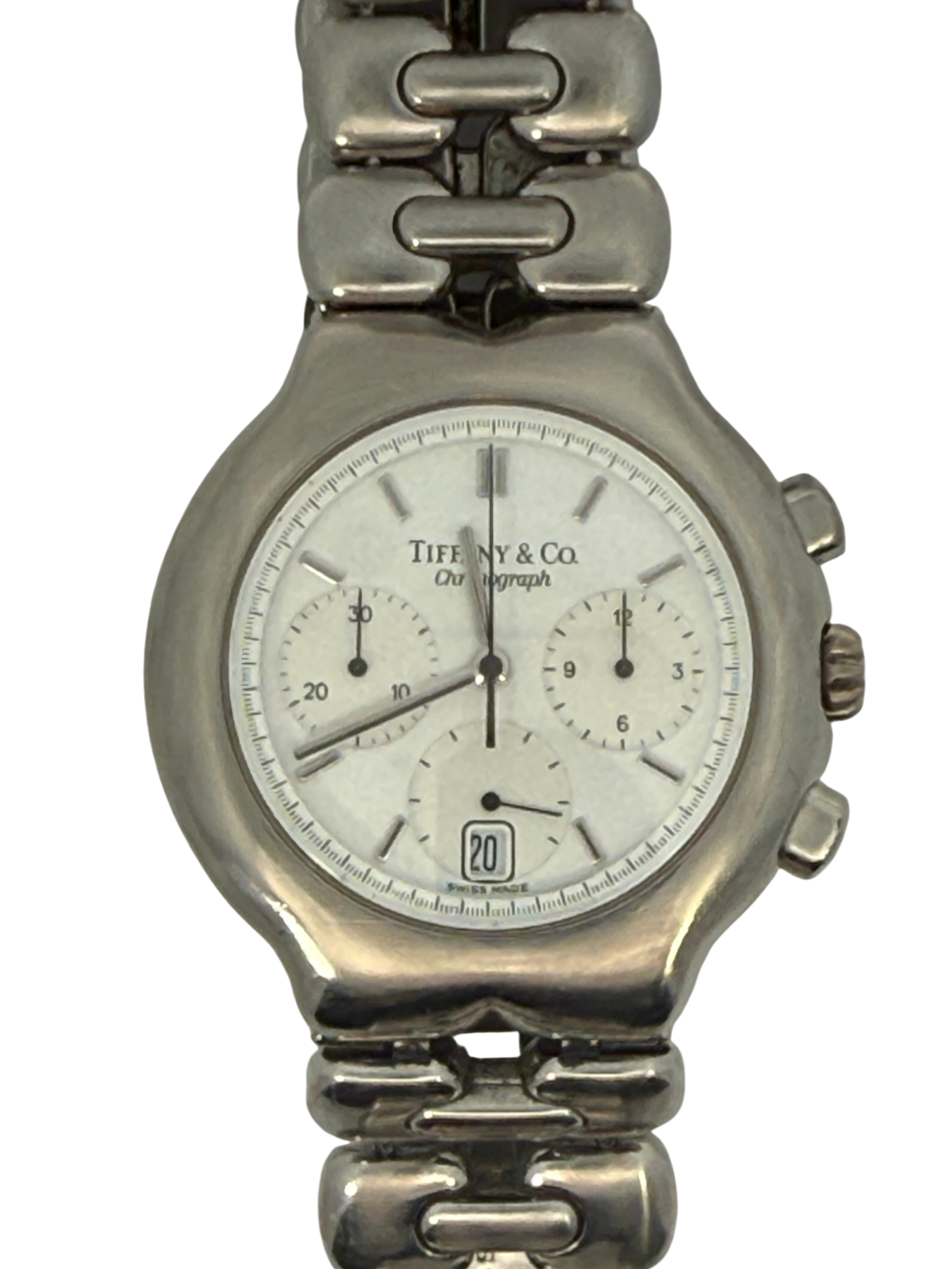 Tiffany & Co. Swiss Made Chronograph Watch Metal Silver Dial