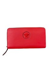 Versace Red Leather LA Medusa Long Zipped Wallet