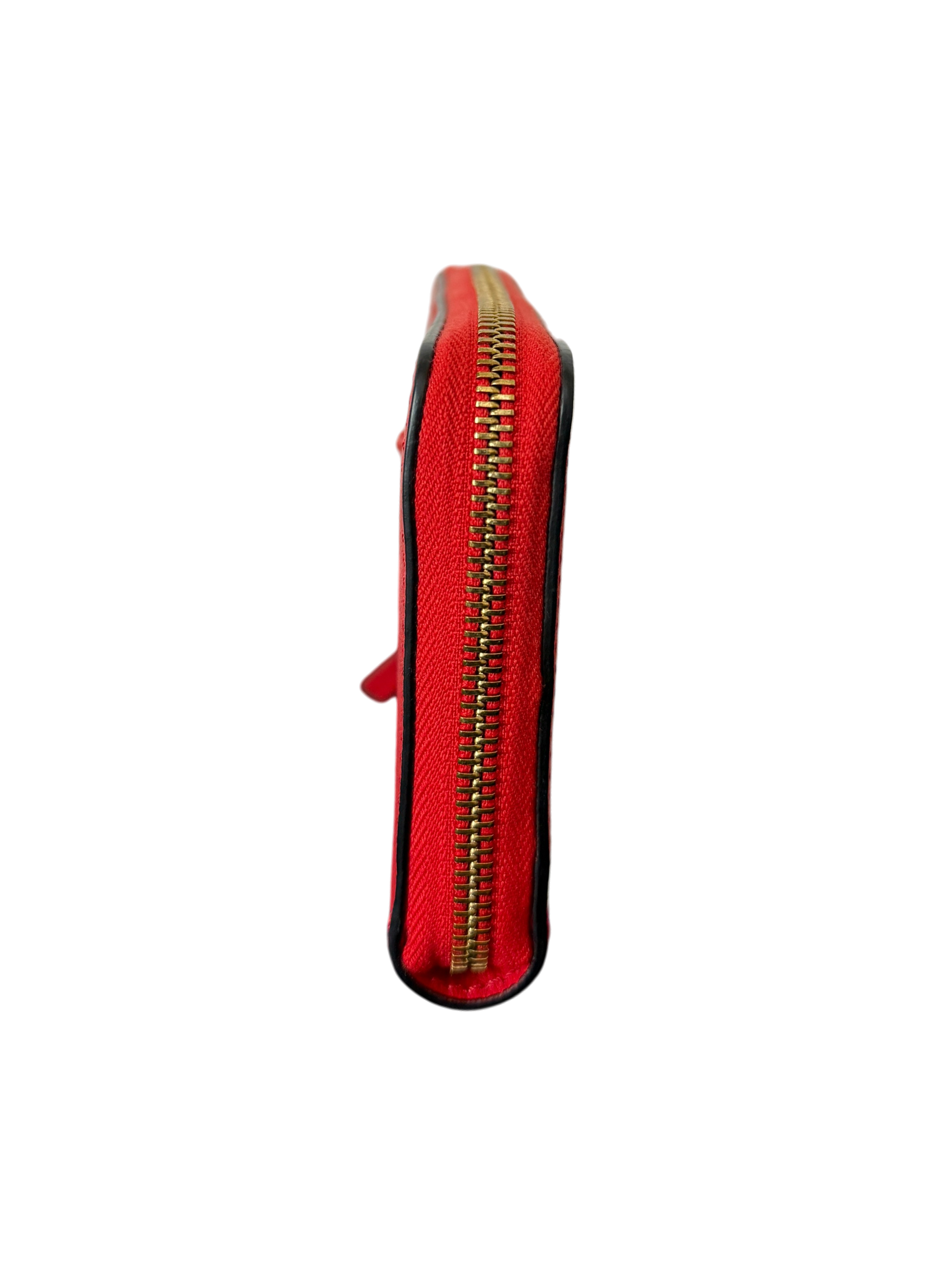 Versace Red Leather LA Medusa Long Zipped Wallet
