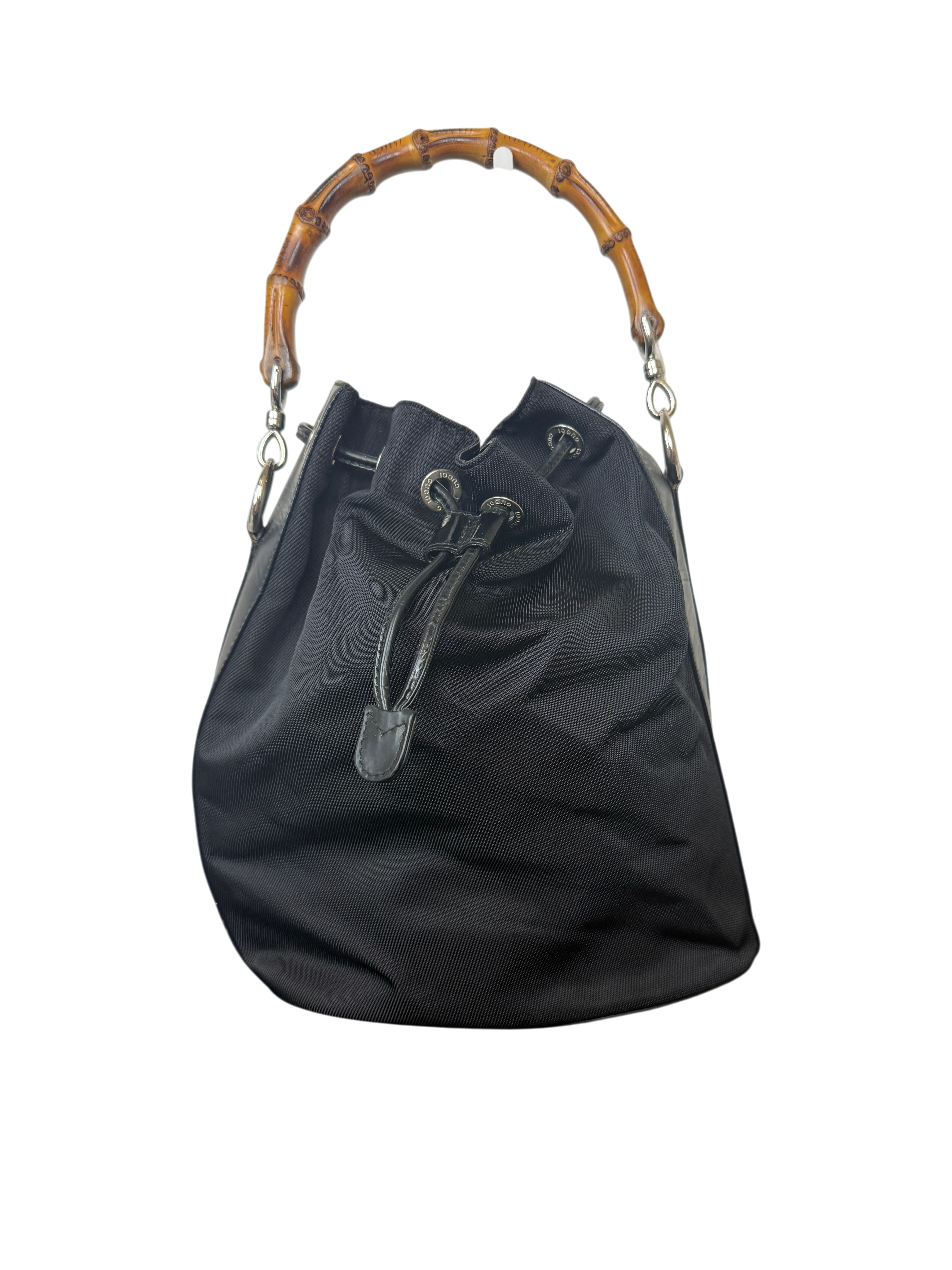 Vintage Gucci Bamboo Nylon Bucket Bag