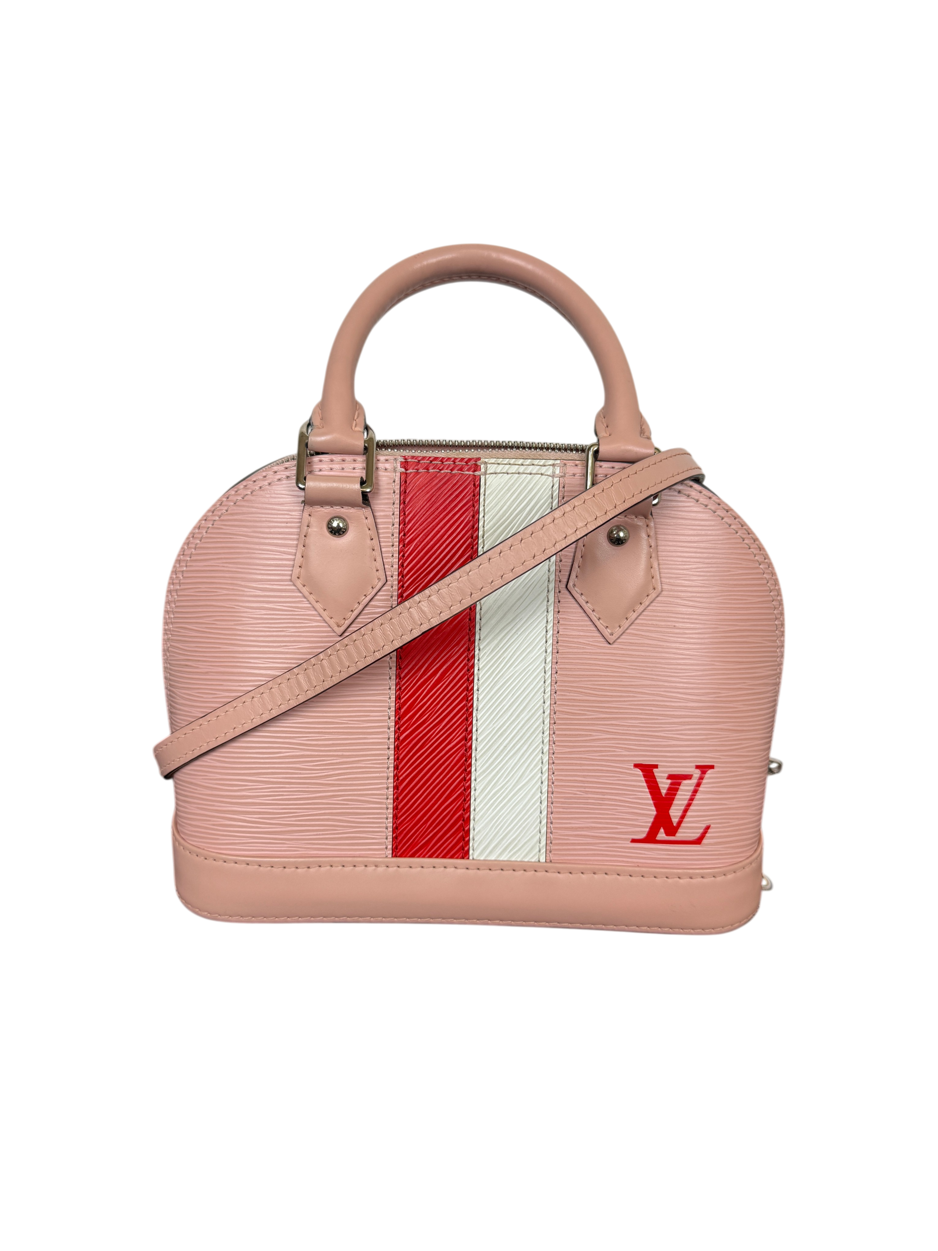 Louis Vuitton Alma BB Epi Leather Pink with Red and White Stripes