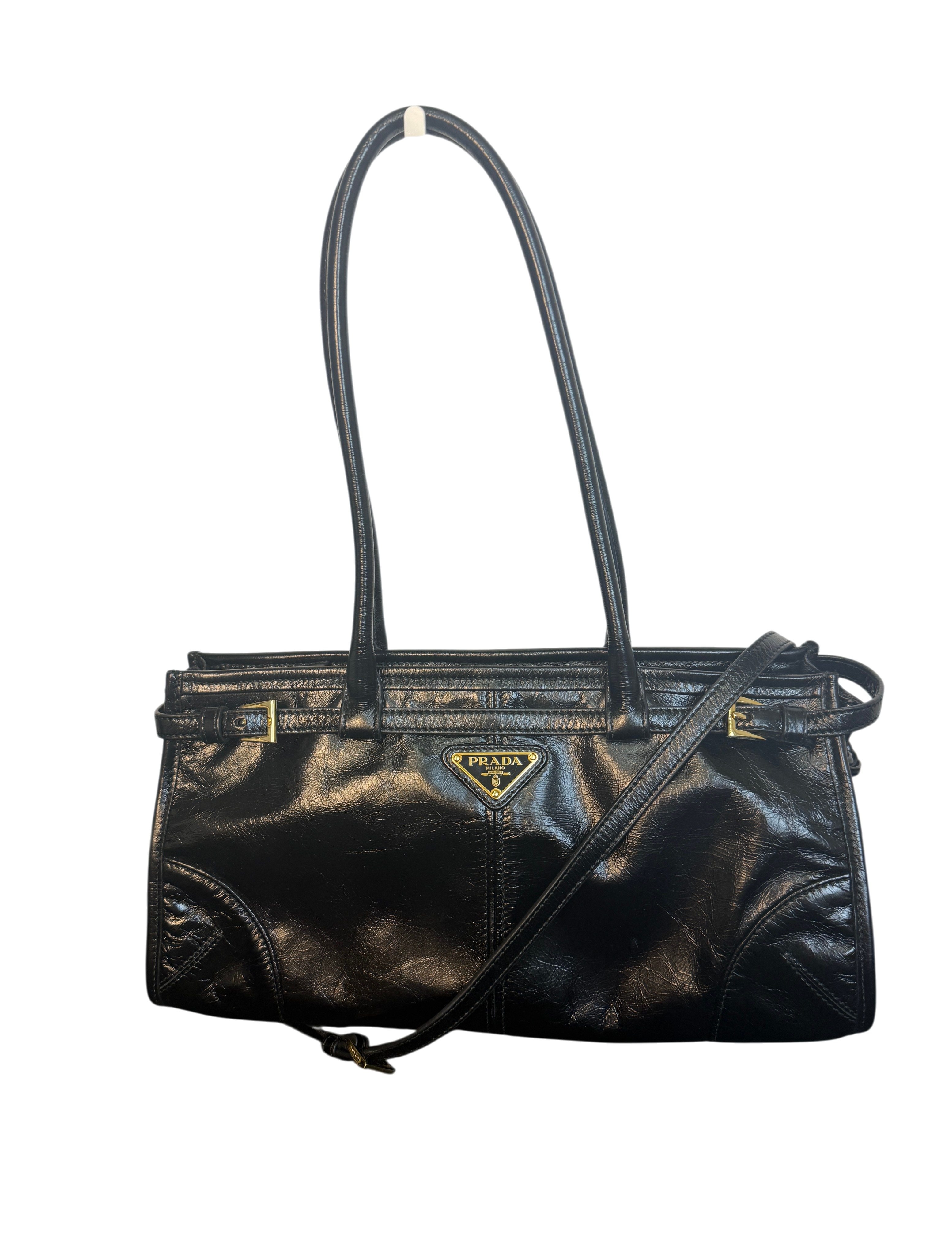 Prada Bonnie Medium Black Leather Handbag