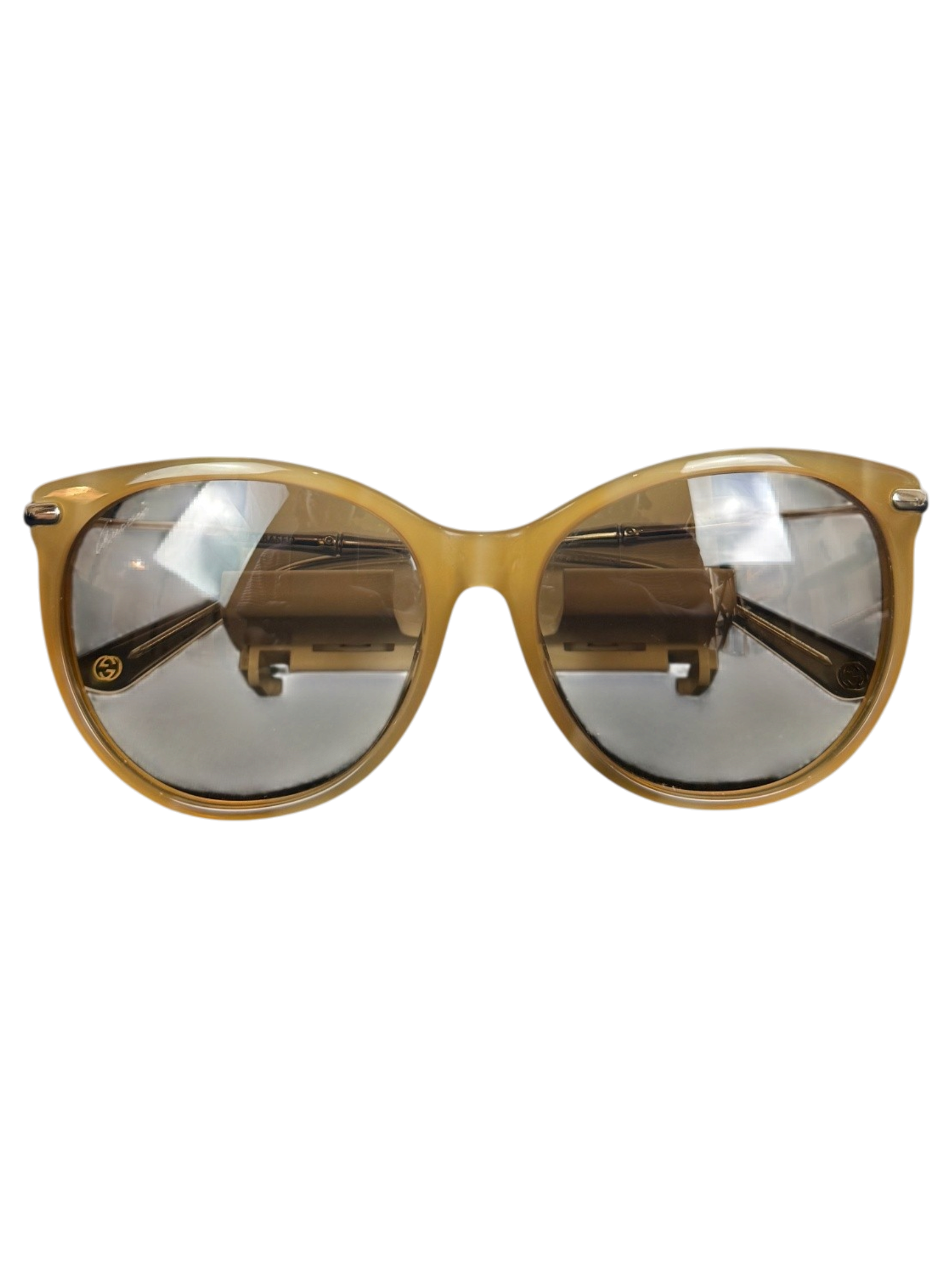 GG 3771/S Cat Eye Sunglasses with Bamboo Arms and Brown Gradient Lenses Gucci