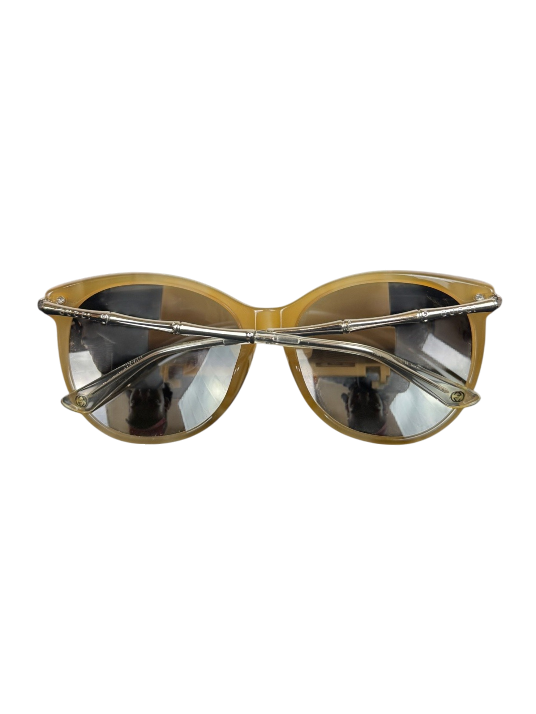 GG 3771/S Cat Eye Sunglasses with Bamboo Arms and Brown Gradient Lenses Gucci