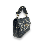 Valentino Rockstud Quilted Top Handle Bag
