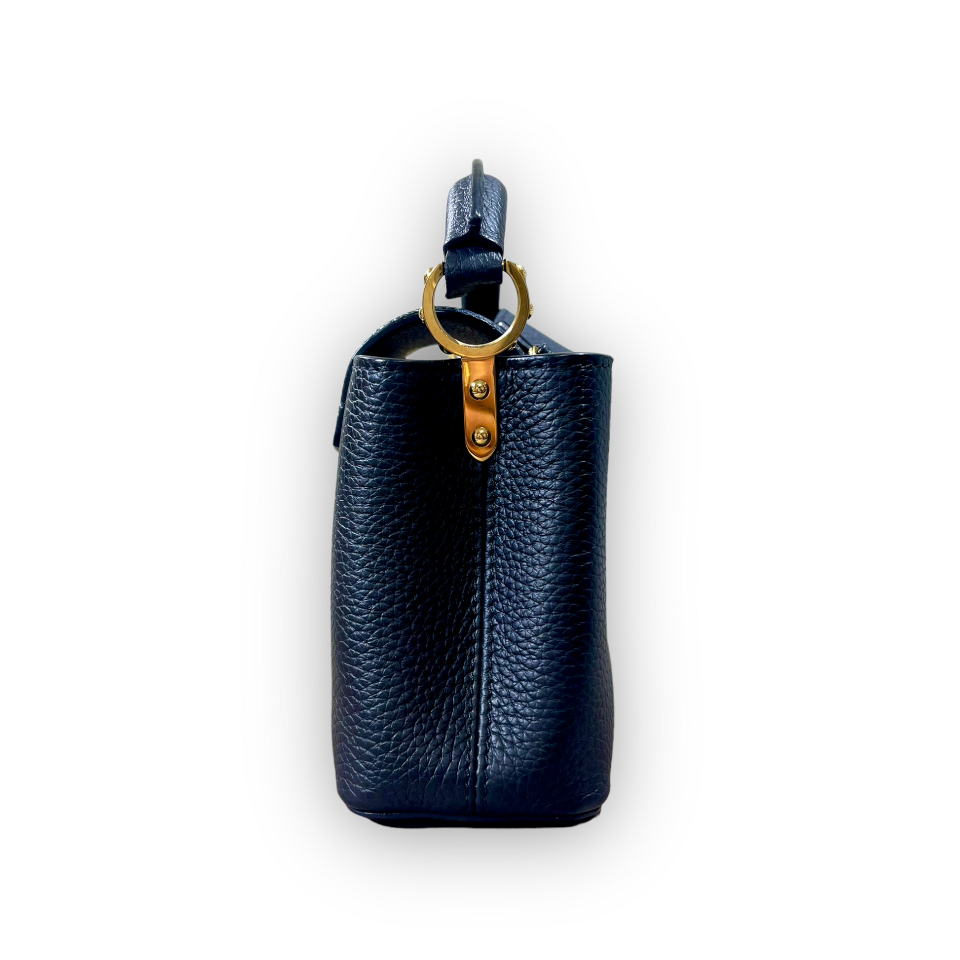 Louis Vuitton Metallic Calfskin Mini Capucines Silver Crossbody Chain Bag