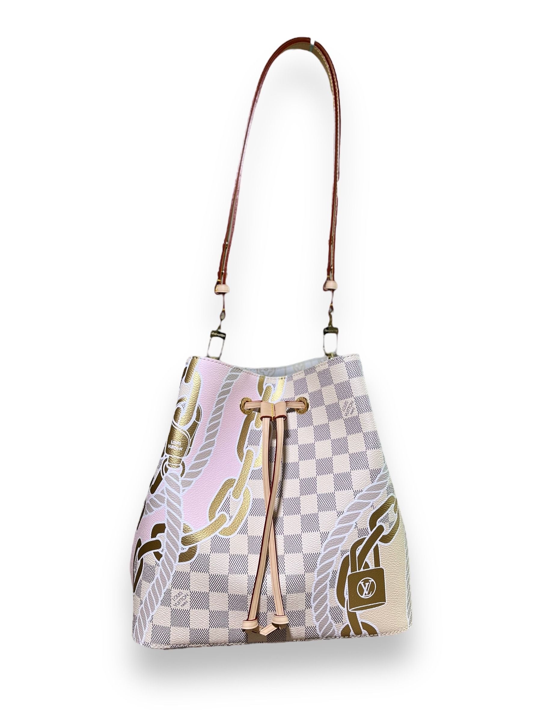 NEONOE Medium Bucket Bag Women Luxury Designer Shoulder Bag Large Capacity  Embroidered Shoulder Strap Waterproof Crossbody Bag
