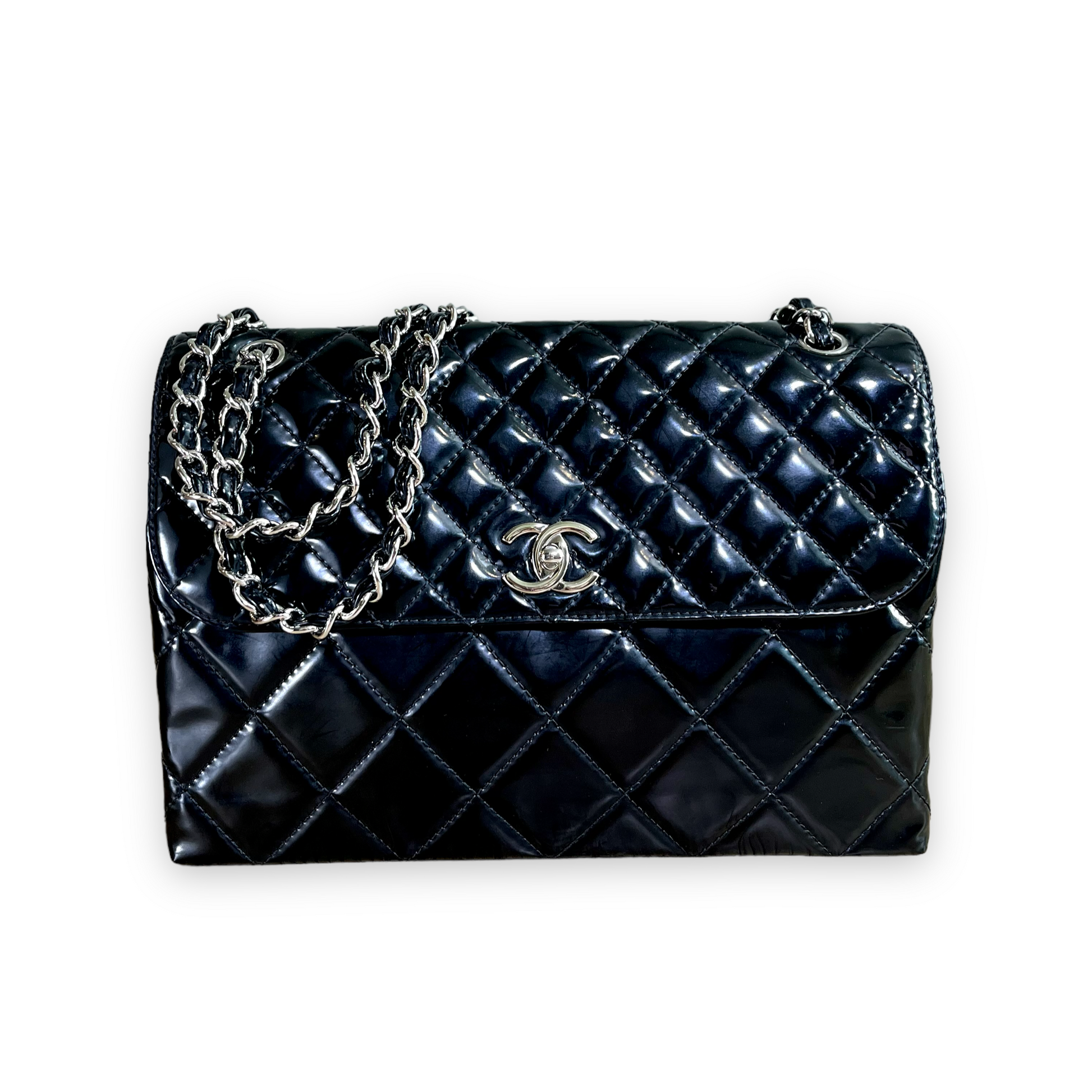 Chanel Orange Quilted Patent Leather Jumbo Classic Double Flap Bag Chanel |  The Luxury Closet